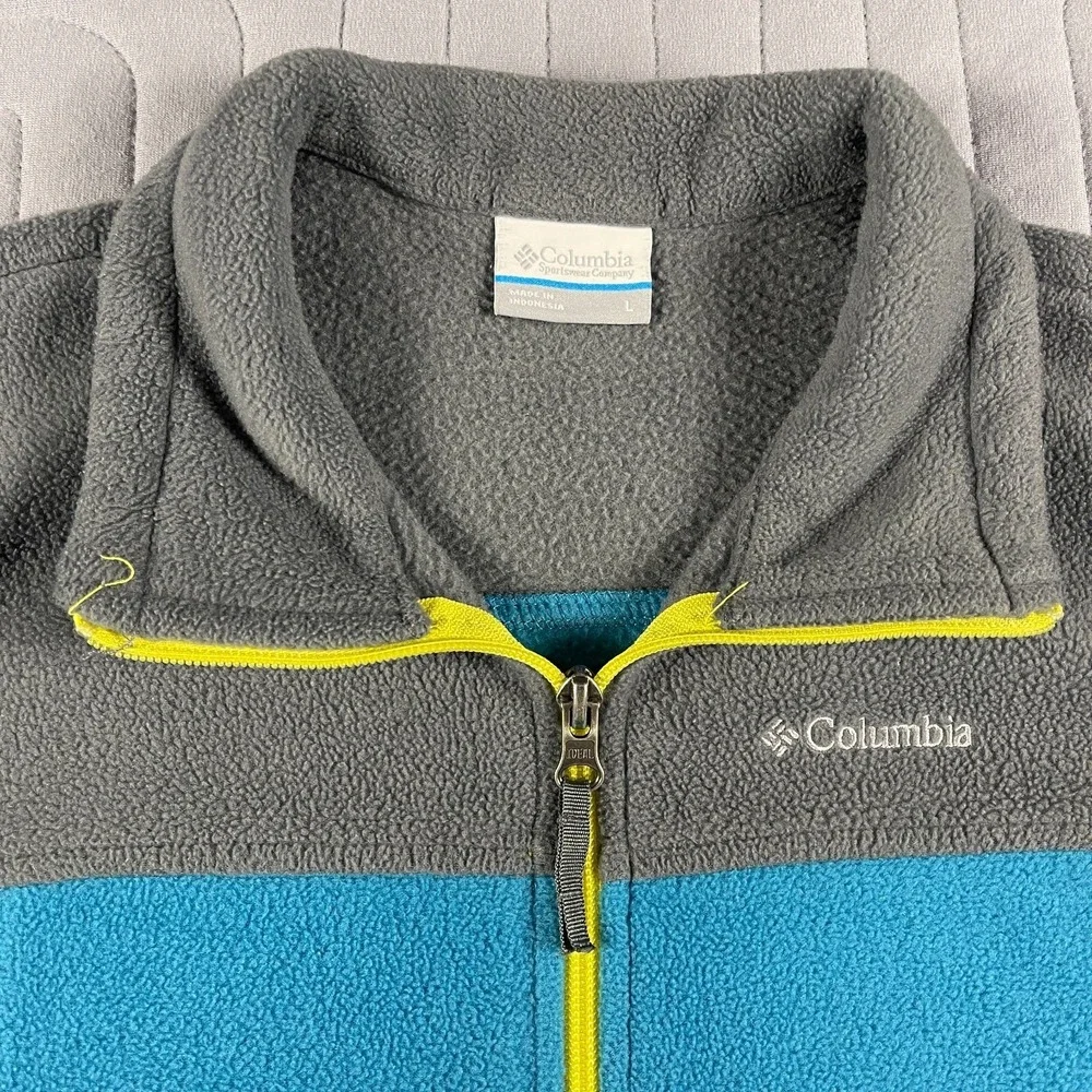 Columbia Steens Mountain II Fleece Jacket Boys Size Large Blue Gray Full Zip